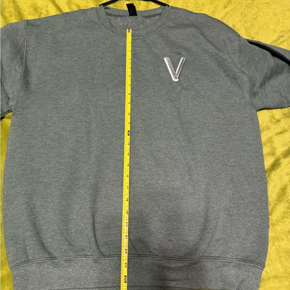 Unisex Size Green Sweater with V Logo Embroidered on left upper chest Sz Large